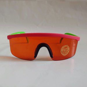 (NWT) Vintage 90's Junior Nylon One Piece Blade Sports Sunglass (Pink/Green)